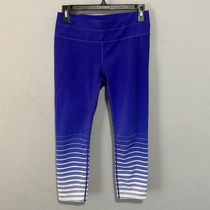 Athleta blue white stripe 3/4 leggings S